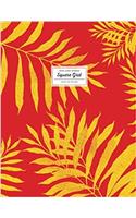 Graph Paper Notebook (Diary, Journal) - Square Grid: Tropical Red and Gold