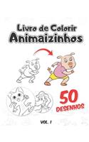 Livro de Colorir Animaizinhos: 50 Lindos Desenhos de Vários Animais Diferentes