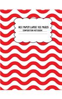 Hex Paper Large 100 Page Composition Notebook: Red Wavy Lines