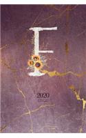 2020 Diary Planner: Cute Watercolor Sunflowers January to December 2020 Diary Planner With "F" Monogram for Woman