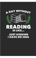 A Day Without Reading: Graph Paper Notebook (6" x 9" - 120 pages) Reader Themed Notebook for Daily Journal, Diary, and Gift