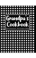 Grandpa's Cookbook Blank Recipe Book Black Gingham Edition