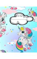 120 Page Handwriting Book: College Ruled Notebook Composition Book Diary Unicorn on Pink Background with Cloud Name