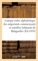 Liste par ordre alphabétique des négociants commerçants et notables habitants de Batignolles