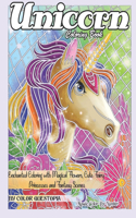 Unicorn Coloring Book Mosaic Color By Number - Enchanted Coloring with Magical Flowers, Cute Fairy Princesses and Fantasy Scenes