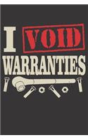Notebook for car auto mechanic tuner and racer void warranties