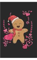 Christmas Gingerbread Man Hearts Notebook