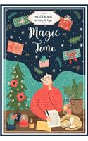 Christmas Magic Time: Blank Lined College Ruled Notebook 6x9 Inches 100 Pages Unique Gift For Xmas