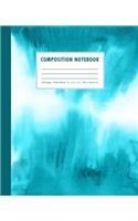 Composition Notebook: Turquoise Blue Watercolor Ombre Cover Wide Ruled