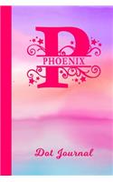 Phoenix Dot Journal: Personalized Custom First Name Personal Dotted Bullet Grid Writing Diary - Cute Pink & Purple Watercolor Cover - Daily Journaling for Journalists & 