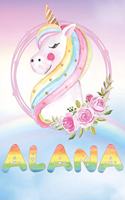 Alana: Alana's Unicorn Personal Custom Named Diary Planner Perpetual Calander Notebook Journal 6x9 Personalized Customized Gift For Someone Who's Surname i
