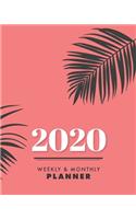 2020 Weekly & Monthly Planner: Motivational Quotes - Jan 1, 2020 to Dec 31, 2020 + Full Calender Views [2020 Loveable Fringe Planners] Coral & Black Palms