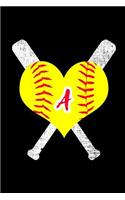 A Monogram Initial Softball Journal