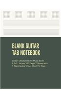 Blank Guitar Tab Notebook: Guitar Tablature Sheet Music Book 8.5x11 Inches 100 Pages 7 Staves with 5 Blank Guitar Chord Chart Per Page
