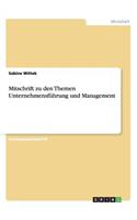 Mitschrift zu den Themen Unternehmensführung und Management