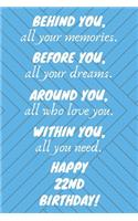 Behind You All Your Memories Before You All Your Dreams Happy 22nd Birthday