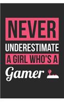 Never Underestimate A Girl Who's A Gamer - Gaming Training Journal - Gaming Notebook - Gaming Diary - Gift for Gamer