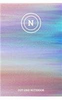 Dot Grid Notebook: Initial, letter N; 100 sheets/200 pages; 5 x 8