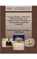 Lansing (Gerrit) V. New York Stock Exchange. U.S. Supreme Court Transcript of Record with Supporting Pleadings