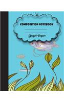 Graph Rued Composition Notebook 8" x 10",120 Pages, Fish Potter style seamless