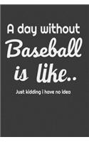 A day without baseball is like... Just kiding i have no idea