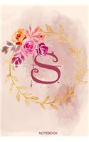 S Notebook: Journal Notebook with one Letter - White unique Softcover Design - Cute gift for Women and Girls - 6" x 9" Dot Grid - Journal, Notebook, Diary, Comp