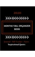 2020 Monthly Bill Organizer Book