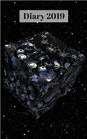 Diary 2019: Metallic Cube in Space, 5 X 8 372 Paged Book, Day/Times/Notes on Every Page