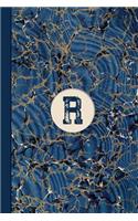 Monogram R Marble Notebook (Blue Ginger Edition): Blank Lined Marble Journal for Names Starting with Initial Letter R