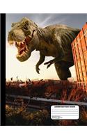 Dinosaur Attacks and Fighter Jets Defend Composition Notebook Wide Ruled 200 pages / 100 sheets, 8-1/2