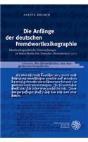 Die Anfange Der Deutschen Fremdwortlexikographie