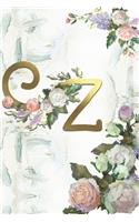 Z: Roses Journal, personalized monogram initial Z blank lined notebook - Decorated interior pages with Roses