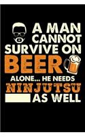 A Man Cannot Survive On Beer Alone He Needs Ninjutsu As Well: Weekly 100 page 6 x9 Dated Calendar Planner and Notebook For 2019-2020 Academic Year