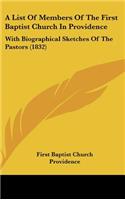 A List of Members of the First Baptist Church in Providence