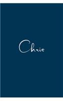 Chris: notebook with the name on the cover, notebook for notes, Journaling
