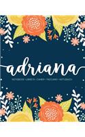 Adriana: Notebook - Libreta - Cahier - Taccuino - Notizbuch: 110 pages paginas seiten pagine: Modern Florals First Name Notebook in Orange, Mint & Yellow on 