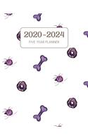 2020-2024 Five Year Planner: Monthly Agenda & Schedule with US Holidays - 60 Months or 5 Years - Purple Bones And Spiders