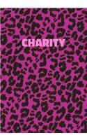 Charity: Personalized Pink Leopard Print Notebook (Animal Skin Pattern). College Ruled (Lined) Journal for Notes, Diary, Journaling. Wild Cat Theme Design wi