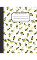 Composition Notebook: Yellow cute honey bee drawing color pattern: College Ruled School Notebooks, Subject Daily Journal Notebook: 120 Lined Pages (8 x 10 in.)