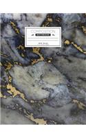 Wide Ruled Composition Notebook L 7.44 X 9.69 in L 100 P: Black Gold Marble, Blank Lined Composition Book Journal, Diary Writing Notes for Women Girls