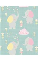 Elephant Notebook: Cute Lined Composition Notebook for Elephant Lovers 8.5 X 11 Wide Ruled Journal Notepad Diary - Birthday Gift for Boys Girls Kids Students Pink Yell