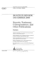 Month in Review: December 2000 Reports, Testimony, Correspondences, and Other Publications