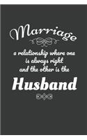 Marriage A Relationship Where One Is Always Right and The Other Is The Husband