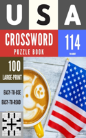 USA Crossword Puzzle Book: 100 Large-Print Crossword Puzzle Book for Adults (Book 114)