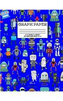 Graph Paper: Notebook Cute Robot Robotic Pattern Blue Cover Graphing Paper Composition Book Cute Pattern Cover Graphing Paper Composition Book