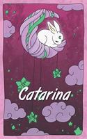 Catarina: personalized notebook sleeping bunny on the moon with stars softcover 120 pages blank useful as notebook, dream diary, scrapbook, journal or gift id