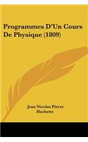 Programmes D'Un Cours De Physique (1809)