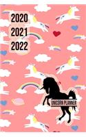 2020 2021 2022 Unicorn Planner: Colorful DatedUnicorn Weekly Planner Compact Handy Journal Notebook 7.44" x 9.69" 173 pages