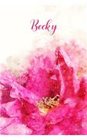 Becky: Pink Floral Personalized Name Journal for Women 6x9