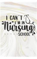 I Can't I'm In Nursing School: Nurse Journal / Notebook / Diary - Funny Quote Nurse Gift for School, Work, Birthday, or Christmas